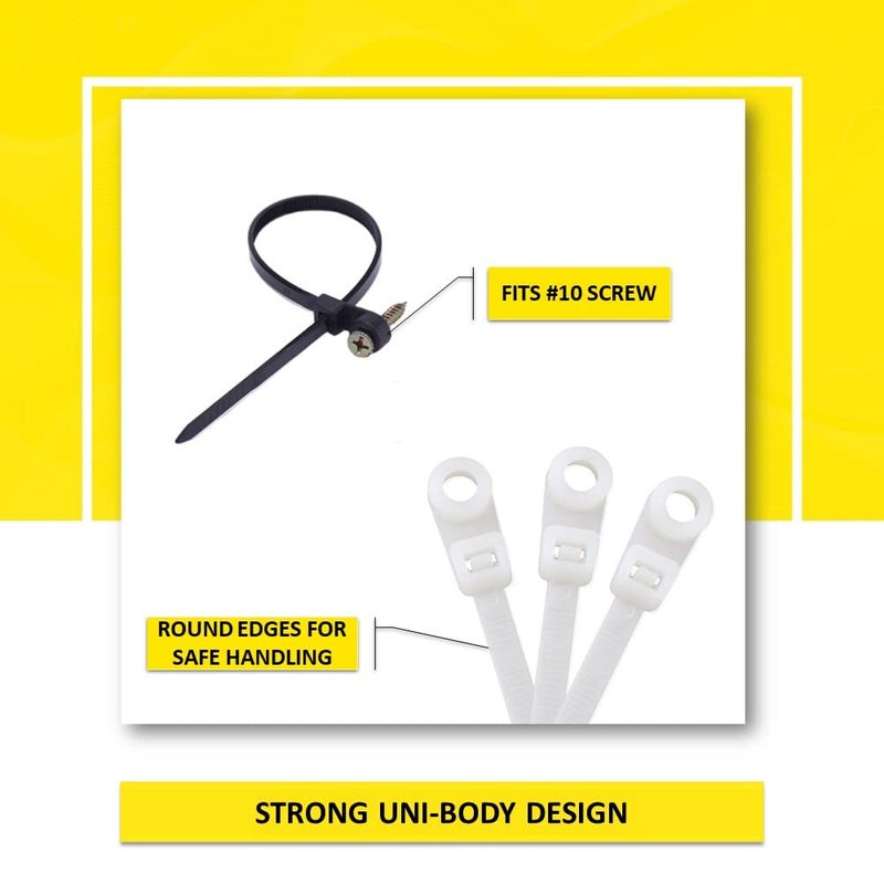 Kable Kontrol Zip Ties with Screw Hole, 14 Inch 100 Pcs Black, 120 Lbs. Tensile Strength, Self-Locking, Multipurpose Mounting head Cable Ties for Indoor & Outdoor Use - Image 5